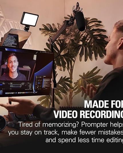 Elgato Prompter – Teleprompter with Built-in Screen for YouTube, Twitch, Zoom and More, 1080 pixels, Supports DSLR/Webcam/Smartphone, Drag & Drop Monitor Display, Works with Mac/PC & Stream Deck