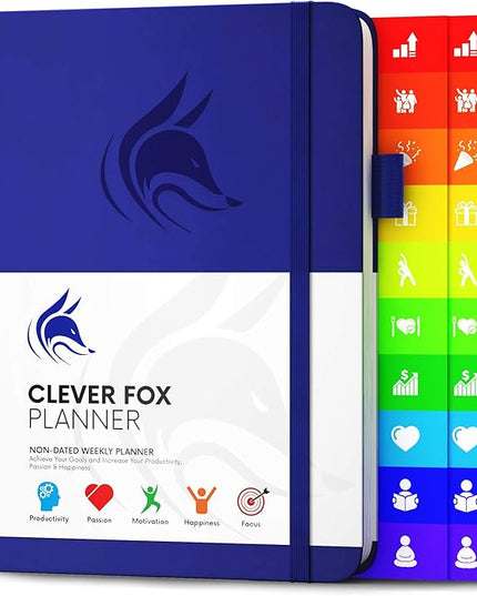 Clever Fox Planner – Undated Weekly & Monthly Planner for Productivity, Time Management & Goals – Organizer Journal – A5 (Royal Blue)