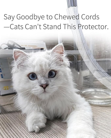 Cable Management Split Wire Loom Sleeve - Cord Hider & Protector for Desk, Pet Chew Proof, Wire Cover Organizer, Flexible Tube for Wires and Cables (3/4 Inch 10FT, White)