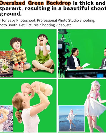 Green Screen Backdrop 10 x 20 ft, Photography Greenscreen Background for Streaming, 3 x 6M Photo Studio 100% Pure Polyester Collapsible Green Backdrop Background for Video Recording