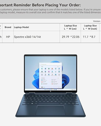 Smatree 13.3 inch Laptop Sleeve for HP Spectre x360 14/14t, HP Elitebook 835/830/630 G9/G10/Elitebook x360 830 G9, 13 inch Laptop Case with Accessory Pocket and Patented Shockproof Design (E411)