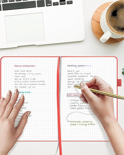&And Per Se Lined Journal Notebook, 160 Pages, A5 5.7 x 8 inches College Ruled Thick Paper Notebook Journals for Writing, Hardcover Notebooks for Women Men Office School (1 Pack, Red)