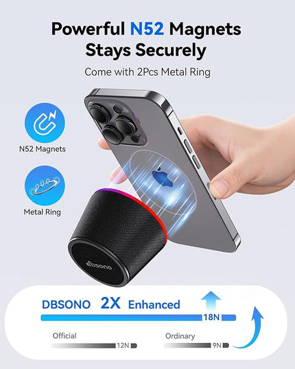 Small Bluetooth Speaker Gifts for Teens: Valentines Gifts for Him Her, 3 IN 1 Portable Magnetic Speaker with 9-Mode Lights, Waterproof Phone Stand for Desk, Cool Birthday Gadget Gifts for Adults