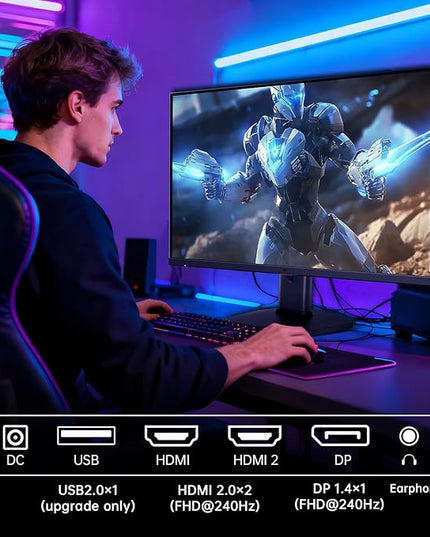 KTC 24.5 Inch 240Hz Gaming Monitor, FHD 1080p Fast IPS Computer Monitor, 1ms with Adaptive-Sync, HDR400, HDMI x2, DPx1, VESA Mount, Tilt/Pivot/Height Adjustment, H25T7-3