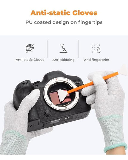 K&F Concept APS-C Sensor Cleaning Kit, Digital Camera Lens Cleaner - 20ml Cleaner, Gloves & 10 X 16mm Double-Tipped Swabs for APS-C Type CMOS & CCD Sensors
