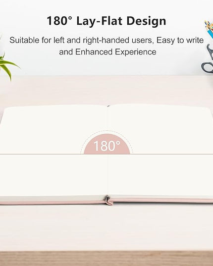 RETTACY Blank Journal Notebook, 192 Pages, A5 Medium Size (5.7'' x 8.3''), Leather Hardcover, 100 GSM Thick Paper, for Sketching, Drawing, Painting (Rose Gold)
