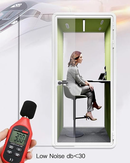 Quiet Meeting Pod with Acoustic Panels, Office Soundproof Room with Furniture, Portable Removable Working Booth for Private Phone Calling, Study, Individual Seater Personal Office H92in W43in D40in