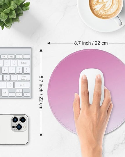 ITNRSIIET Mouse Pad Non-Slip Rubber Base Smooth Surface Stitched Edges Waterproof Durable Compatible with All Mice for Office & Gaming, Desk Accessory, Diameter 8.7 inch, Blush Gradient