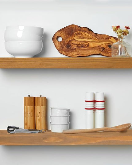 Homeforia 24 inch Golden Oak Floating Shelf, High End Solid Real Wood 24inch Small Floating Shelves for Wall Mounted, Oak Wooden 24in Floating Shelves, Heavy Duty Bracket, 24 X 6.5 X 1.75 in, Set of 2