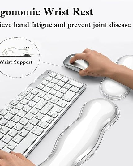 Wrist Rest for Keyboard and Mouse, Ergonomic Gel Keyboard Wrist Rest for Effortless Typing & Pain Relief, Cool Silicone Gel Wrist Support Pad for Gaming, Computers, Laptops, Office