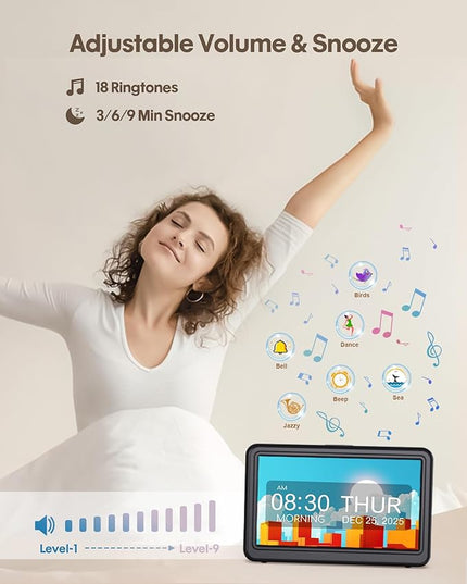 Clock with Day and Date for Elderly, 7" Large Display Digital Calendar Day Clock with 20 Custom Alarms and Medicine Reminders, 12 Display Modes, Dimmable Dementia Alzheimers Clocks for Seniors