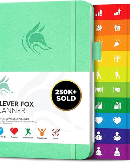 Clever Fox Planner – Undated Weekly & Monthly Planner for Productivity, Time Management & Goals – Organizer Journal – A5 (Mint)
