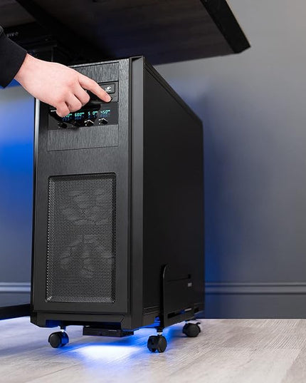 VIVO Large Computer Tower Desktop ATX-Case, CPU Steel Rolling Stand, 7.8 to 14 inch Wide Adjustable Mobile Cart Holder with Locking Caster Wheels, Gaming PC Holder, Black, CART-PC01L