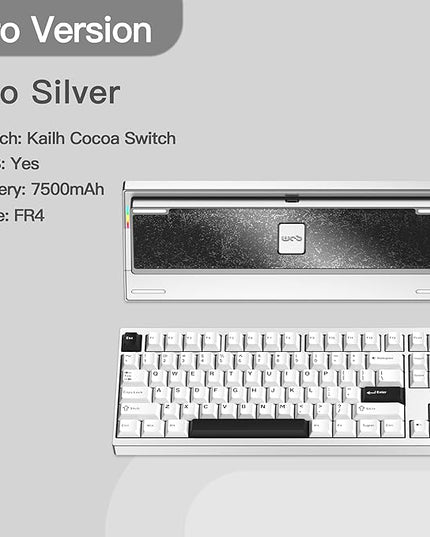 KEEBMONKEY WOBKEY Crush 80 Reboot CNC Aluminum 5-Second Quick-Release Triple-Mode Connectivity Mechanical Keyboard with Superior Acoustics (Pro Silver)