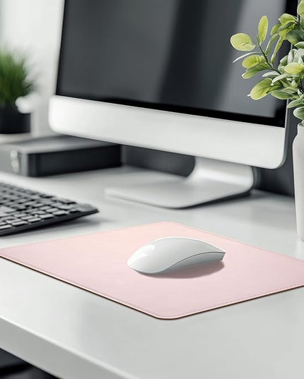 PU Leather Mouse Pad with Stitched Edge Micro-Fiber Base - Non-Slip Waterproof, 8x11Inch (Rose Pink)