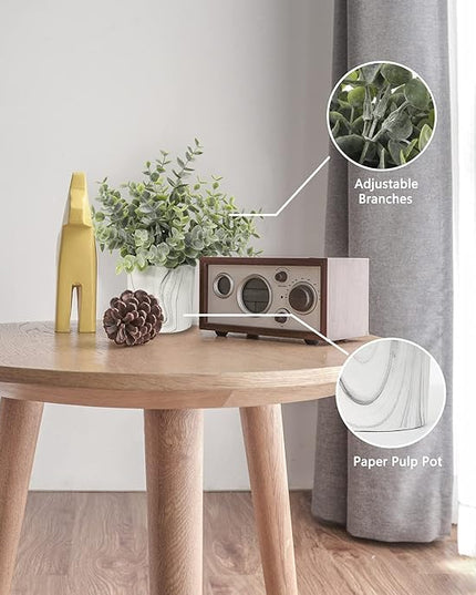 Hollyone Faux Plants Indoor Artificial Mini Potted Plants Plastic Green Plant Small Fake Plants Eucalyptus Decor in Pots for Home Table Room Bathroom Decor