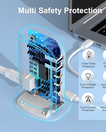 USB C Charger Block Multiport Upoy, Upgrade Charging Station with 3 Type-C PD 20W and 2 USB Ports, Desktop USB Tower Hub for Mutiple Devices, Travel/Home Power Adapter, Worldwide Compatible