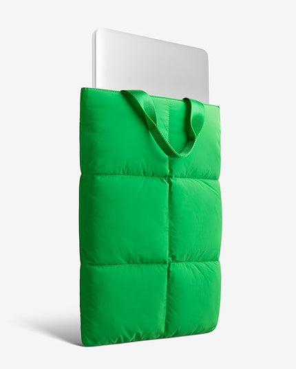Comfyable Puffy Laptop Sleeve 15 16 Inch, Quilted Puffer Laptop Carrying Case with Handle, Pillow Case Compatible for MacBook Air 15" M4 2025 & MacBook Pro 16" 2024, Puff Cover, Green