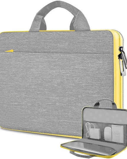 Hseok Laptop Case 13.3-14 inch Breifcase Handbag, Water-Resisten & Shockproof Laptop Sleeve Compatible with MacBook Pro 14",MacBook Air/Pro 13.3"and 13"-14" HP,Dell,Lenovo,Asus,Acer,Light gray-yellow