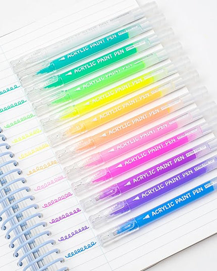 SASPOO Acrylic Gel Pens for Drawing,Colors Gel Paint Pens Ultra Fine ST Point 1.0, Set of Acrylic Marker Pens Color Ink for Journaling, Crafts Art Supplies (12)
