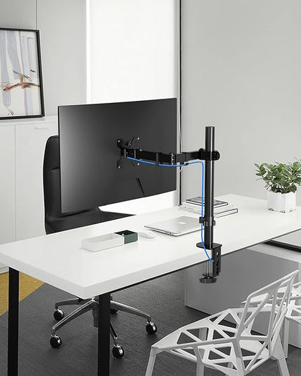 Pholiten Single Monitor Arm Desk Mount, Holds Screens up to 32 inch,Holds Up to 22lbs,Fully Adjustable Stand with C-Clamp and Grommet Base,100x100 Vesa Monitor Stand