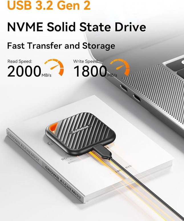 1TB External SSD Up to 2000MB/s, USB 3.2 Gen 2x2 Portable SSD External Solid State Drives Compatible with Game Console/Tablet/Laptop/Mac, Reliable Storage for Gaming, Students, Professionals