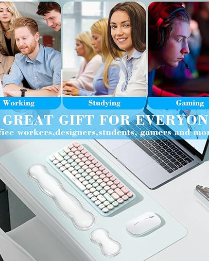 Gel Wrist Rest for Keyboard and Mouse, Wrist Rest for Keyboard, Mouse Wrist Support, Pain Relief, Cool Touch, Non-Skid, Mouse Wrist pad