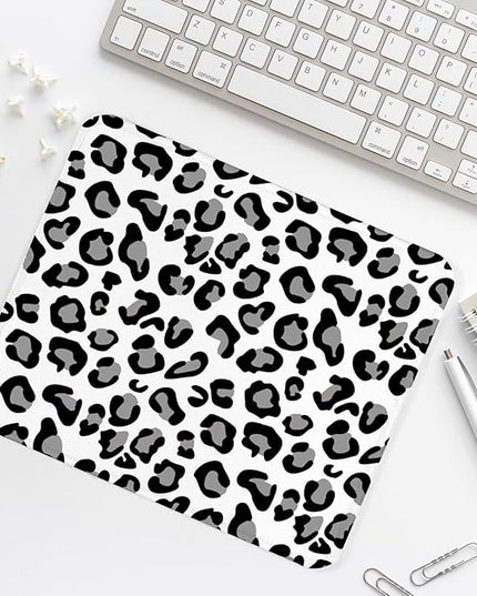 Snow Leopard Print Square Mouse Pad,Non-Slip Rubber Base Mouse Pad,Home Office Decoration Desktop Accessory,Laptop Mouse Pad for Office Laptops,9.4x7.8x0.12in
