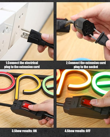 Weewooday 3 Prong Outdoor Extension Cord with Waterproof Switch 1875W Heavy Duty 14/3 SJT Cable Inline On/Off 15A 125V Grounded Outlets Plugs for Appliances (Black, 3 ft)