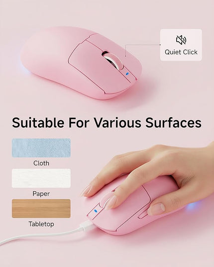 C98 Wired Keyboard and Mouse Combo, Wired Computer Keyboards with Wrist Palm, Double-Shot Keycaps, Silent RGB Backlight Keyboard for Windows/MAC/PC (Pink)