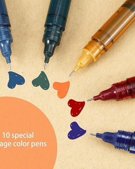 Frienda 12 Pieces Rolling Ball Pens 0.5 mm Japanese Quick Drying Fine Point Pens Liquid Ink Smooth Writing for Office Student Back to School Supplies(Chic Colors)