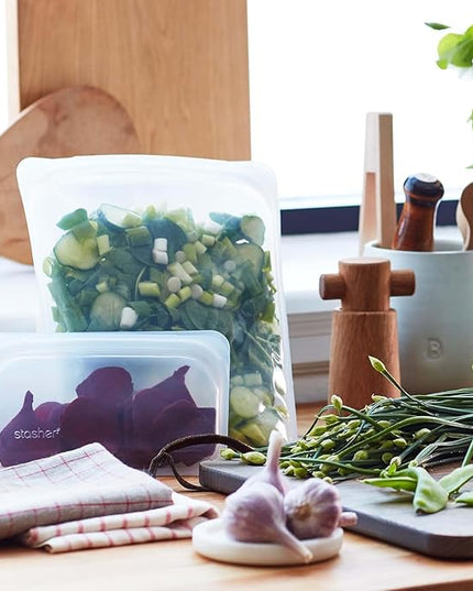 Stasher Premium Silicone Reusable Food Storage Bags, 4-Pack, Multi, Multi-Use Food Storage Bags, Lunch Bag, Travel Containers, BPA Free, Leak-free, Dishwasher-Safe, Eco-friendly