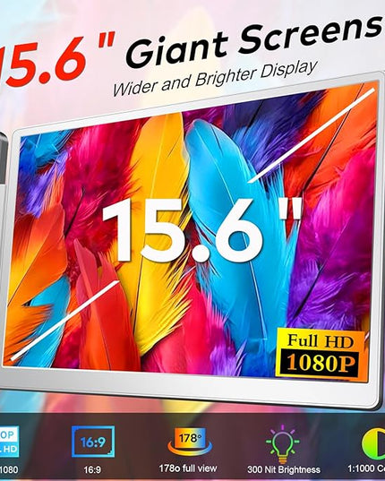Laptop Screen Extender, 15.6" FHD Laptop Monitor Extender, Triple Portable Monitor for 12"-18.5" Laptops, Plug & Play, 360° Rotation Screen, Compatible with MacOS/Wins/Switch/Surface