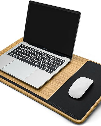 ergomi Lap Desk with Soft Cushion and Wrist Rest – Portable Laptop Desk for Bed, Couch & Home Office, Removable Mouse Pad & Anti-Slip Strip for 17 inch Laptop (Large, Wood Pattern)