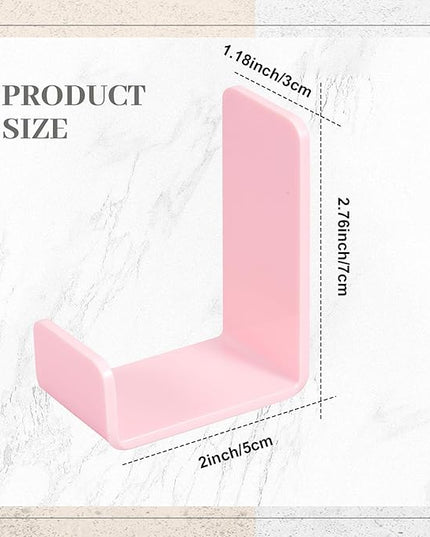 Weewooday 4 Pieces Headphone Hanger Holder Desk Adhesive Headphone Hook Wall Mount Headset Stand Acrylic Holder with Glues for General Purpose Game Earphone (Pink)