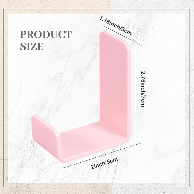 Weewooday 4 Pieces Headphone Hanger Holder Desk Adhesive Headphone Hook Wall Mount Headset Stand Acrylic Holder with Glues for General Purpose Game Earphone (Pink)