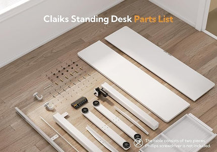 Claiks Standing Desk with Drawers, Stand Up Electric Standing Desk Adjustable Height, Sit Stand Desk Computer Workstation, 40 Inch, White