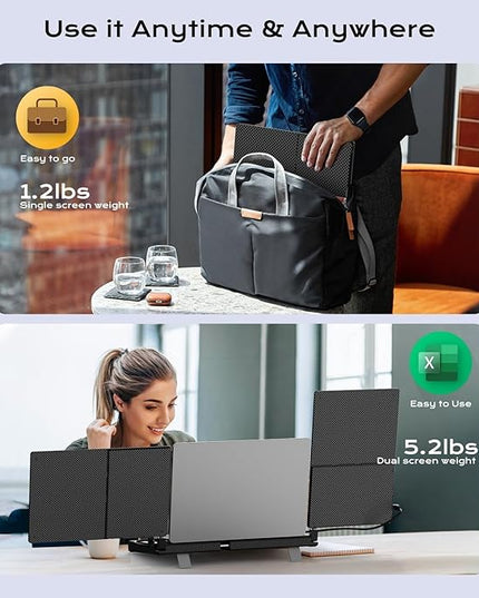 UK BONITOYS Laptop Screen Extender, 14" FHD 1080P Laptop Monitor Extender, Stretchable Base and Detachable Screen, Plug & Play, Triple Screen Extender Compatible with Windows, Mac, Chrome