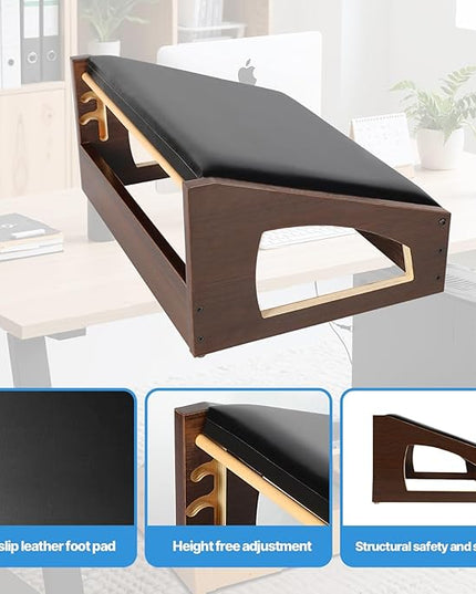 Ergonomic Foot Rest, 4 Adjustable Height Foot Stool,Footrest Under Desk， Soft Cushions, Foot Rest Office,Improving Posture, Promoting Blood Circulation（Espresso）