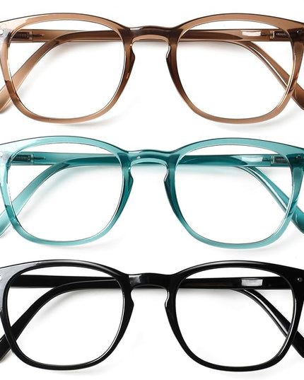 Henotin 3-Pack Blue Light Blocking Reading Glasses,Spring Hinge Computer Readers for Men Women,Anti UV Ray Filter Eyeglasses (Mixed Color-3, 3.00, Diopters)