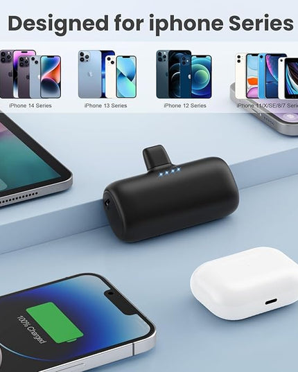 [2-Pack] Mini Portable Charger for iPhone,5200mAh Ultra Compact PD Fast Charging Power Bank,Plug-in Battery Pack Travel Cordless Phone Charger,Compatible with iPhone 14/14Pro/13/12/11/X/8/7/6plus etc