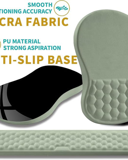 Hokafenle 2 in 1 Ergonomic Mouse Pad Wrist Support & Wrist Rest for Computer Keyboard Set, with Relieve Carpal Tunnel Pain Massage Bulge and Full Memory Gel Design (2In1 Set, Light Green)