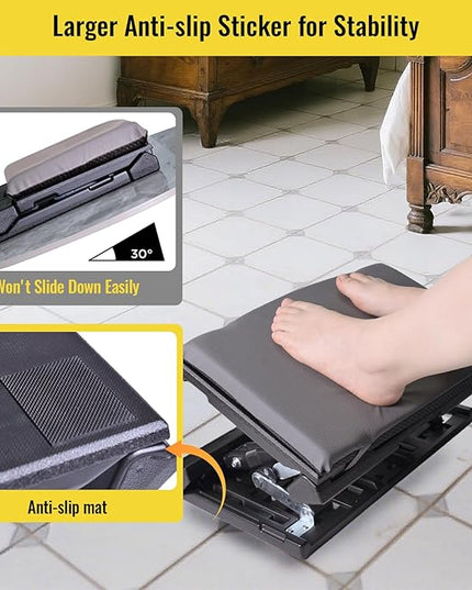 Foot Rest for Under Desk at Work Enlarged, Ergonomic Footrest with Adjustable Height and Angle, Foldable Foot Stool with Removable Pad Massage Beads for Office Gaming Chair Gray