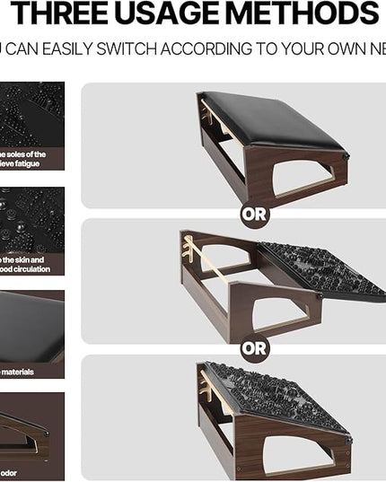 Ergonomic Foot Rest, 4 Adjustable Height Foot Stool,Footrest Under Desk， Flip Over Office Desk Foot Rest, Improving Posture, Promoting Blood Circulation（Espresso）