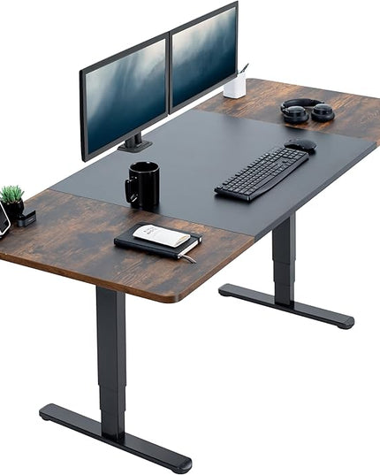 VIVO Electric 71 x 30 in Dual Motor Rustic Sit Stand Desk, Memory Height Adjustment, 2B Series, Black and Vintage Brown Top, Black Frame, DESK-KIT-2B7BN