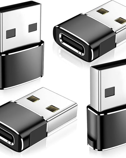 𝟒𝐏𝐚𝐜𝐤 𝐔𝐩𝐠𝐫𝐚𝐝𝐞𝐝 USB to USB C Adapter,Type-C Female to A Male Charger Converter for iPhone 17 Charger,iWatch Ultra SE 9 10,iPhone 17 Pro Max 16 15 14,Samsung S25,AirPods,iPad,Car,Xbox