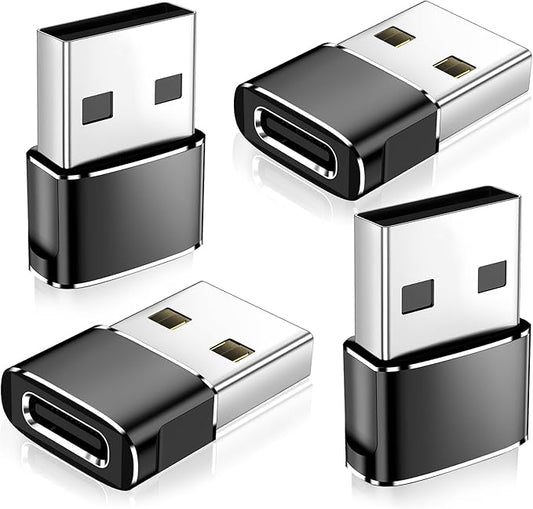 𝟒𝐏𝐚𝐜𝐤 𝐔𝐩𝐠𝐫𝐚𝐝𝐞𝐝 USB to USB C Adapter,Type-C Female to A Male Charger Converter for iPhone 17 Charger,iWatch Ultra SE 9 10,iPhone 17 Pro Max 16 15 14,Samsung S25,AirPods,iPad,Car,Xbox