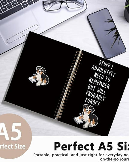 LIANGW Funny Australian Shepherd Dog Gifts Spiral Notebook Journal, Pet Dog Mom Lovers Owner Gifts Journal for Writing, Bernese Mountain Dog Gift for Women, Dog Office Stuff Supplies, 5.5x8.3 Inch