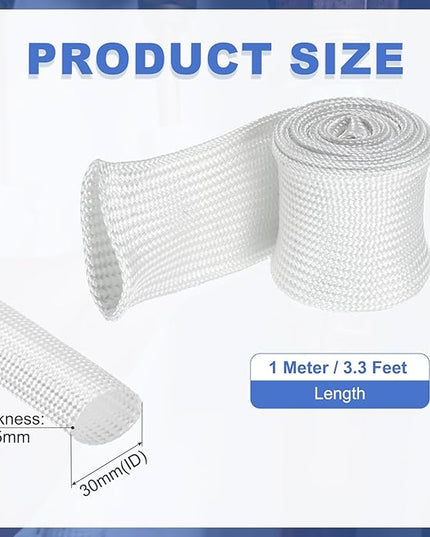 uxcell Insulation Cable Protector,30mm/1.18 Inch-1m/3 Feet High Temp Fiberglass Sleeve White