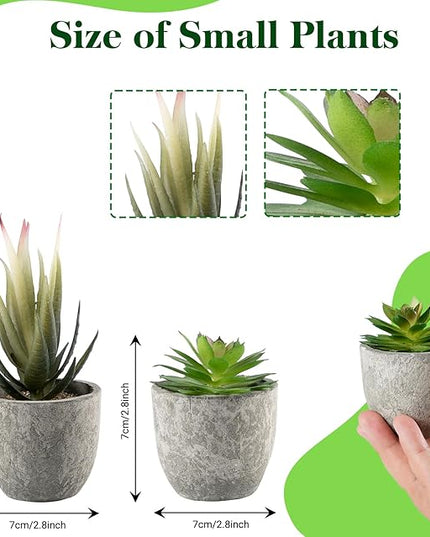 Lemonfilter 4 Pack Fake Plants, Small Eucalyptus Rosemary Succulents Artificial Mini Faux Potted Plants Fake Plant Indoor for Home Bathroom Bedroom Office Desk Desk Shelf Decor